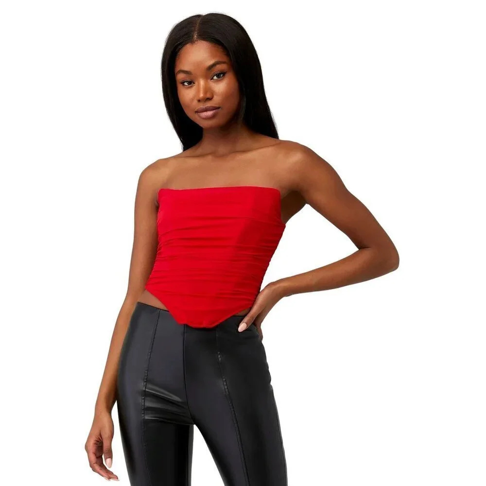 Steve Madden Dahlia Corset Top in Red Womens Bustier Tank